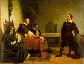 La Santa Inquisición xulga a Galileo Galilei por dicir que la Tierra xira alredor del Sol